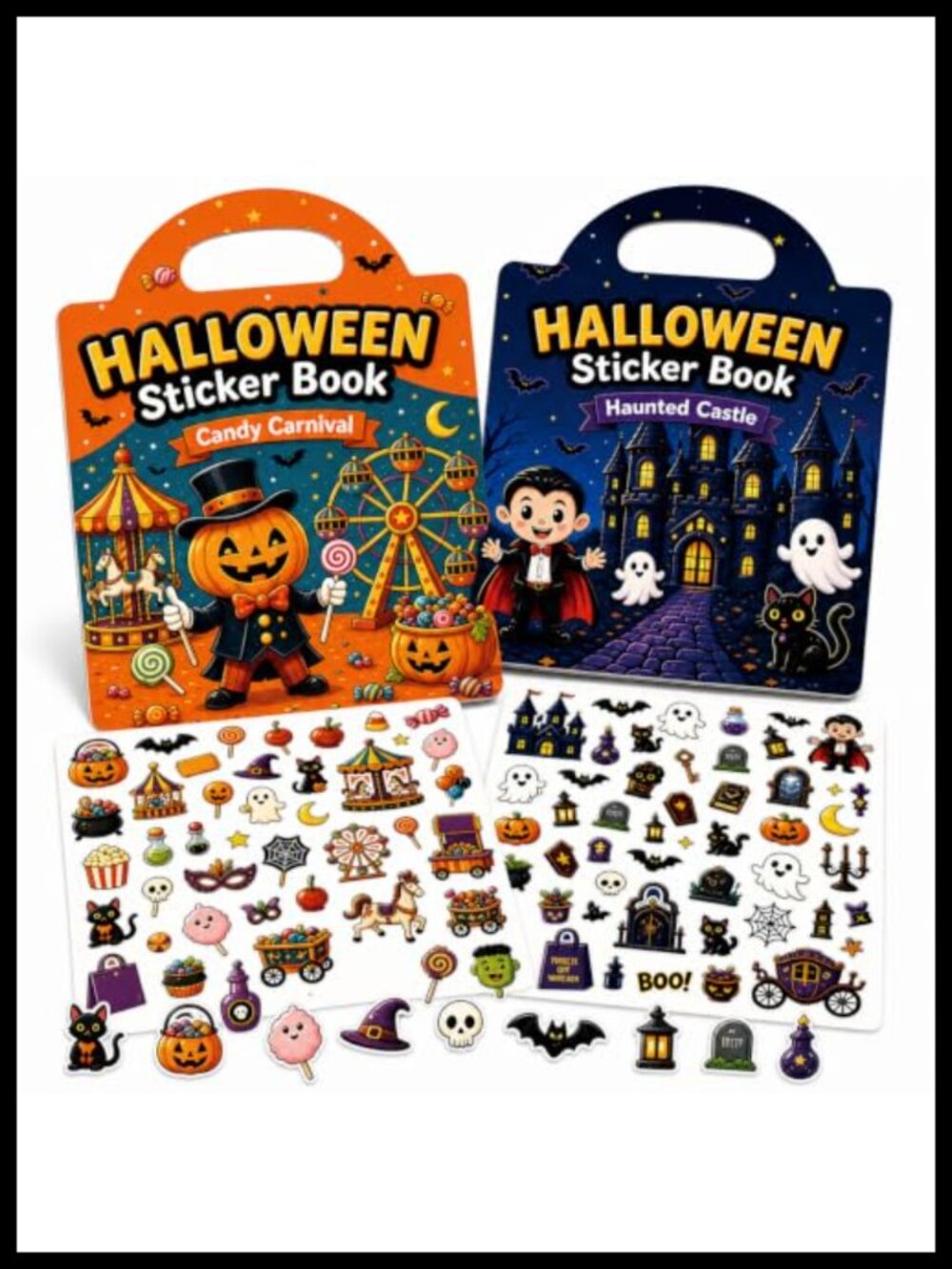 2 Pack Reusable Halloween Sticker Books for Kids Party Favors Activity